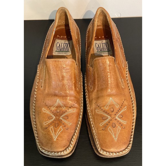 VTG Galizio Torresi Stitched Leather Loafers Men’s EU 43/US 10 Made In Italy - Picture 3 of 14